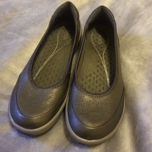 Ecco slip on Black Leather Shoes 38 Flats Nice!